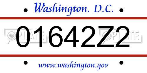 01642Z2 District Of Columbia License Plate