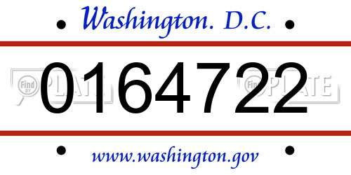 0164722 District Of Columbia License Plate