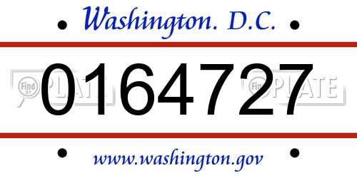 0164727 District Of Columbia License Plate