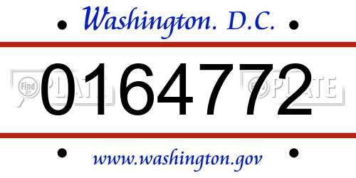 0164772 District Of Columbia License Plate