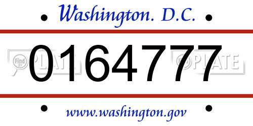 0164777 District Of Columbia License Plate