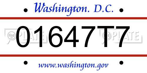 01647T7 District Of Columbia License Plate