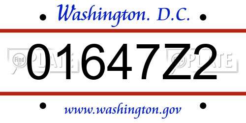 01647Z2 District Of Columbia License Plate