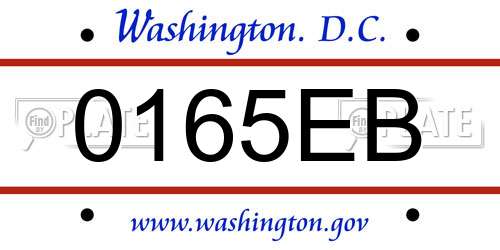 0165EB District Of Columbia License Plate