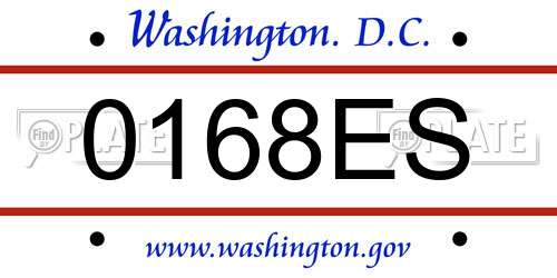 0168ES District Of Columbia License Plate