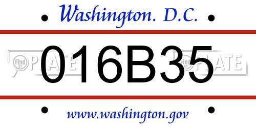 016B35 District Of Columbia License Plate