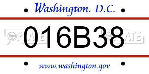 016B38 District Of Columbia License Plate