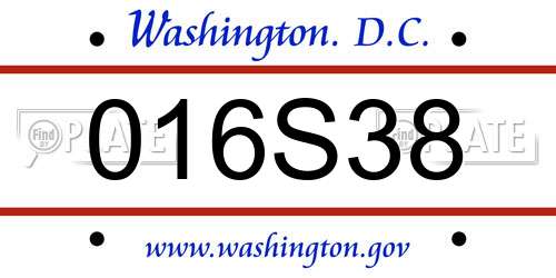 016S38 District Of Columbia License Plate