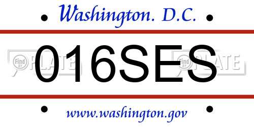 016SES District Of Columbia License Plate