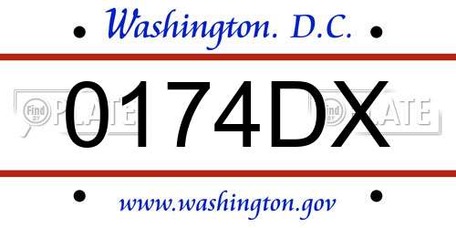 0174DX District Of Columbia License Plate