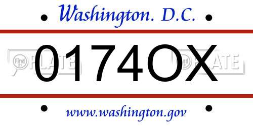 0174OX District Of Columbia License Plate