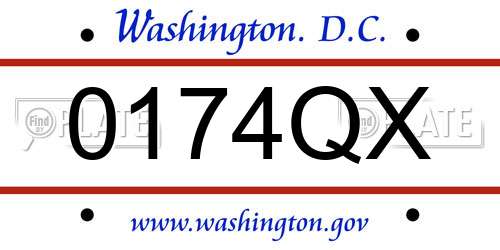 0174QX District Of Columbia License Plate