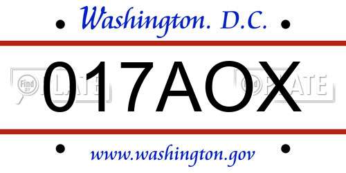 017AOX District Of Columbia License Plate