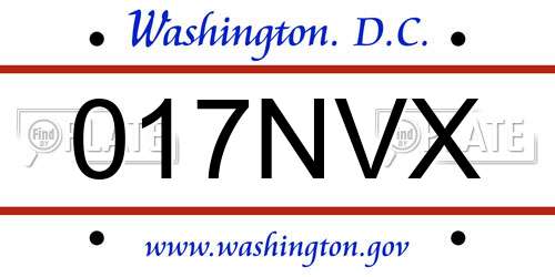 017NVX District Of Columbia License Plate
