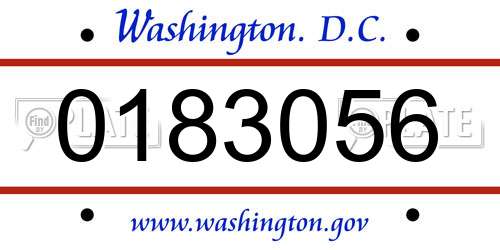 0183056 District Of Columbia License Plate