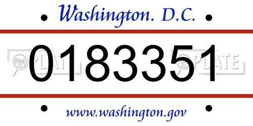 0183351 District Of Columbia License Plate