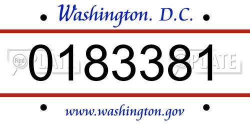 0183381 District Of Columbia License Plate