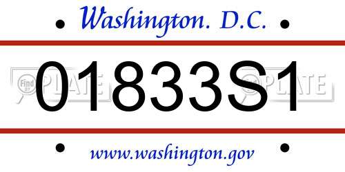 01833S1 District Of Columbia License Plate