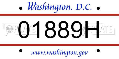 01889H District Of Columbia License Plate
