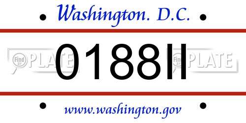 0188II District Of Columbia License Plate