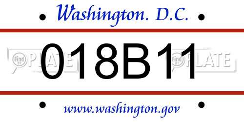 018B11 District Of Columbia License Plate