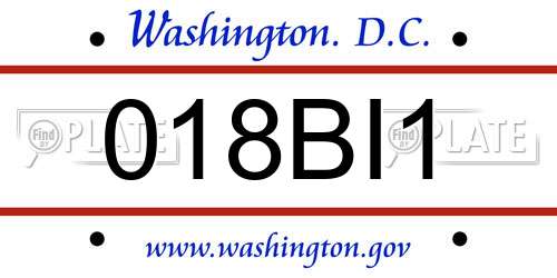 018BI1 District Of Columbia License Plate