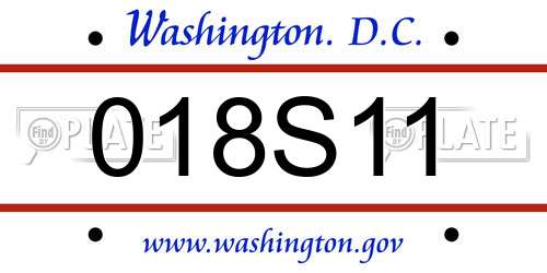 018S11 District Of Columbia License Plate