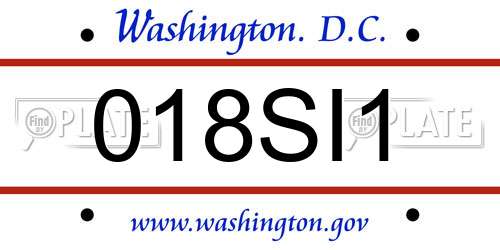 018SI1 District Of Columbia License Plate