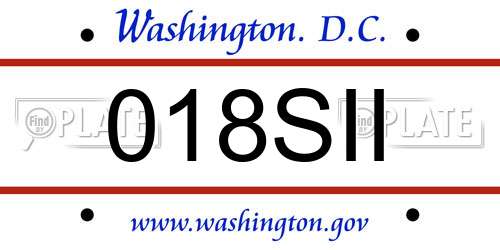 018SII District Of Columbia License Plate