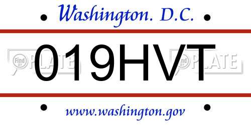 019HVT District Of Columbia License Plate