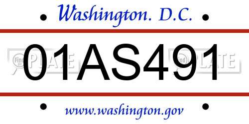 01AS491 District Of Columbia License Plate
