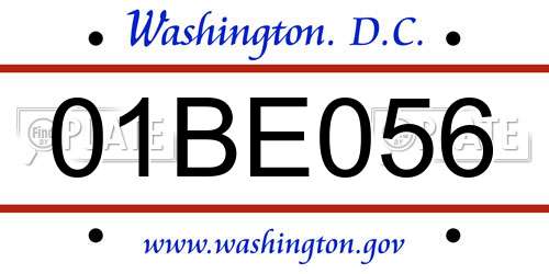 01BE056 District Of Columbia License Plate