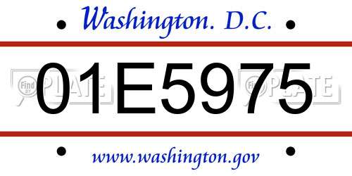 01E5975 District Of Columbia License Plate