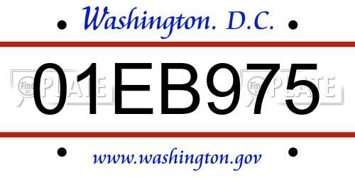 01EB975 District Of Columbia License Plate
