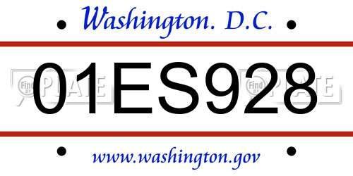 01ES928 District Of Columbia License Plate