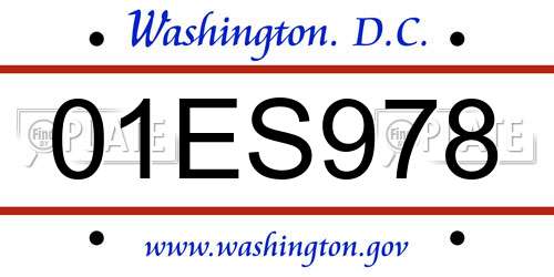 01ES978 District Of Columbia License Plate