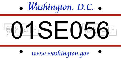 01SE056 District Of Columbia License Plate