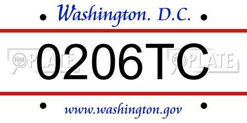 0206TC District Of Columbia License Plate