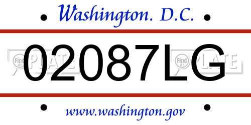 02087LG District Of Columbia License Plate