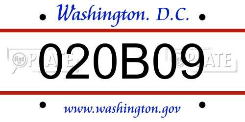 020B09 District Of Columbia License Plate