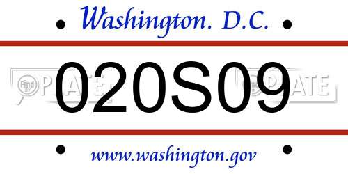 020S09 District Of Columbia License Plate