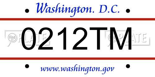 0212TM District Of Columbia License Plate