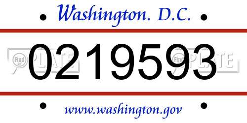 0219593 District Of Columbia License Plate