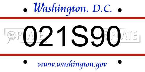 021S90 District Of Columbia License Plate