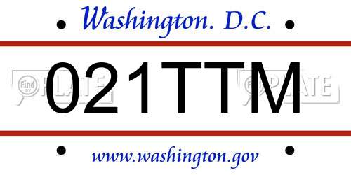 021TTM District Of Columbia License Plate
