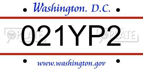 021YP2 District Of Columbia License Plate