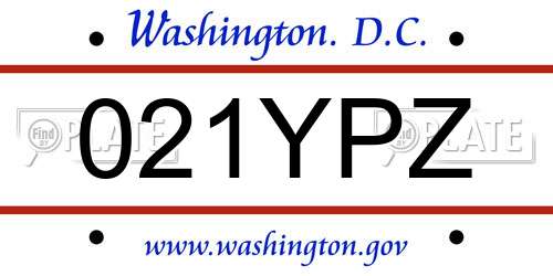 021YPZ District Of Columbia License Plate