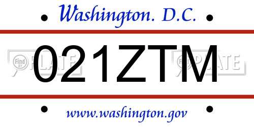 021ZTM District Of Columbia License Plate