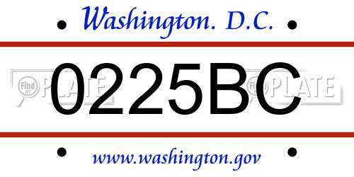 0225BC District Of Columbia License Plate