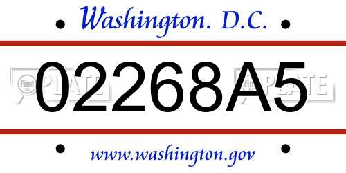 02268A5 District Of Columbia License Plate